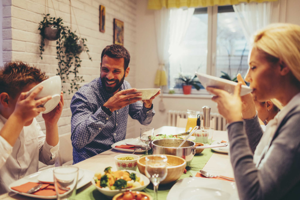 family eating together