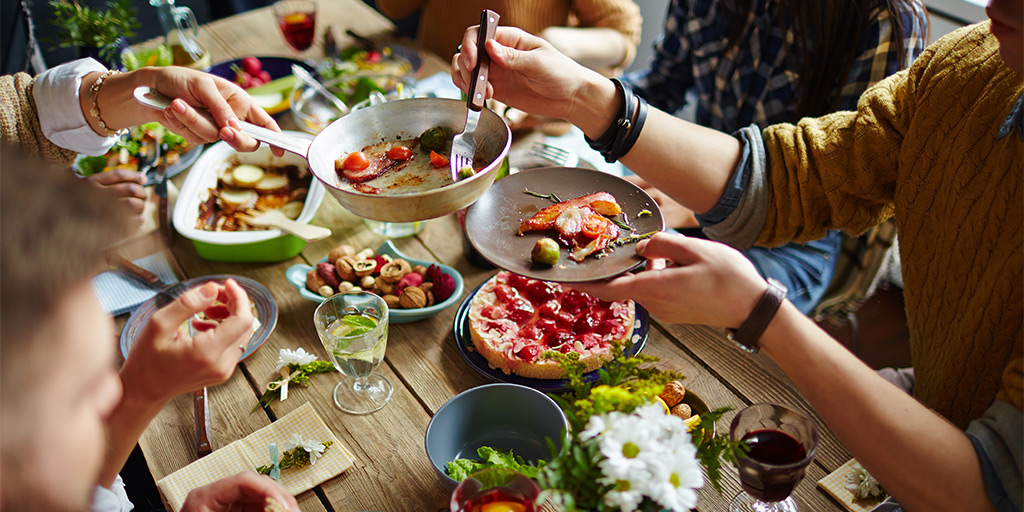 people eating around table