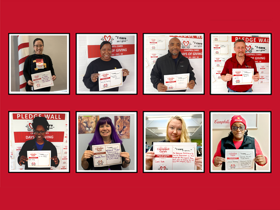 Campbell Soup Company employees holding care cards