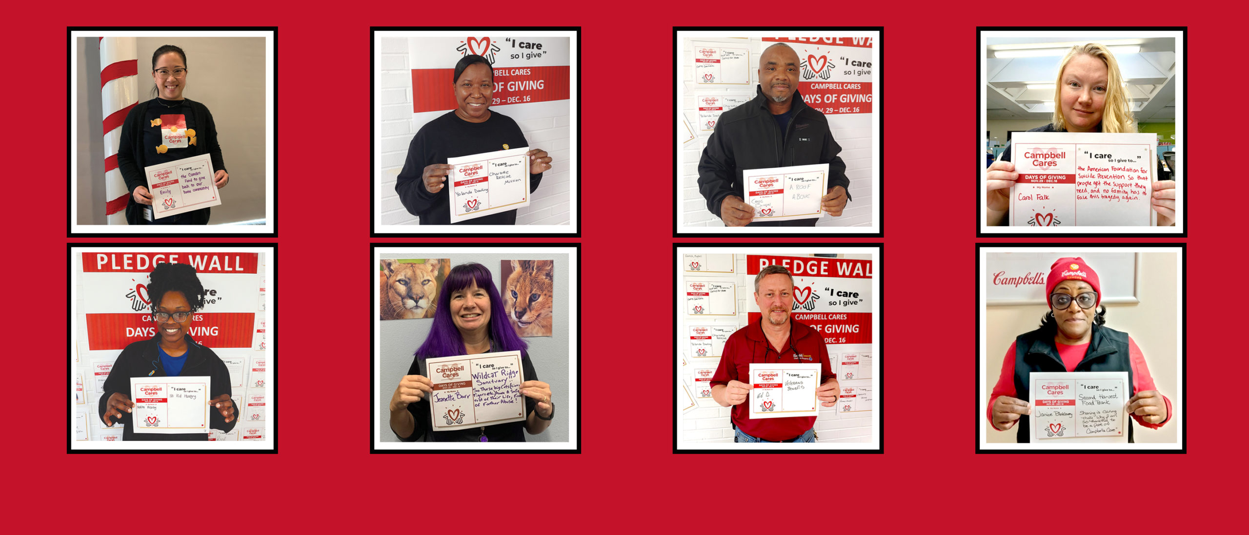 Campbell Soup Company employees holding care cards