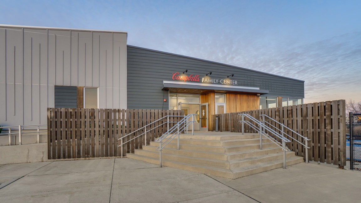 outside entrance of the campbell family center
