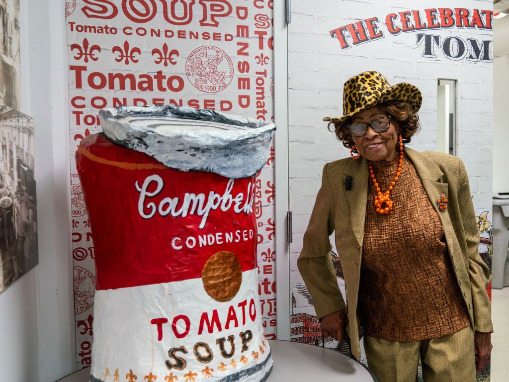 Daisy Lee Riley in front of the Campbell's archives.